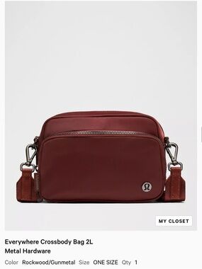 NWT lululemon Everywhere Crossbody Bag 2L- Rockwood (Deep Burgundy)/Gunmetal HW